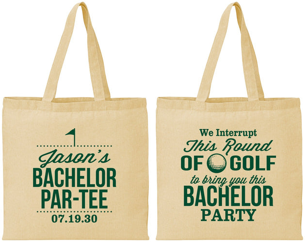 Personalized Bachelor Party Cotton Tote Bags - Golf | 40052