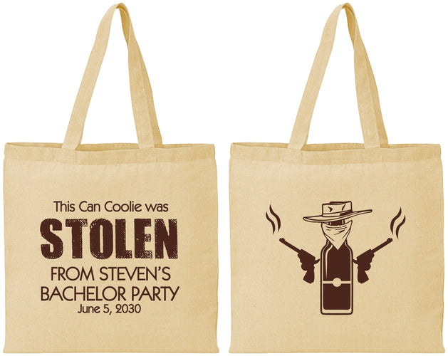 Personalized Bachelor Party Cotton Tote Bags - Stolen | 40053