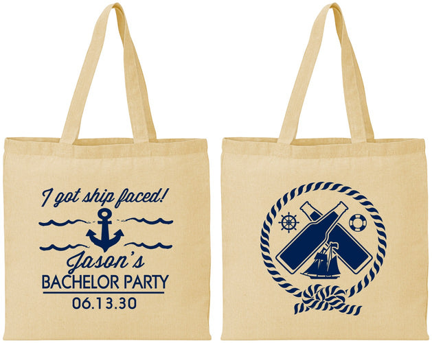 Personalized Bachelor Party Cotton Tote Bags - Anchor | 40054