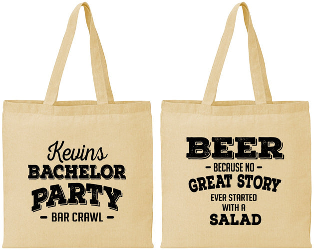 Personalized Bachelor Party Cotton Tote Bags - Great Story | 40057