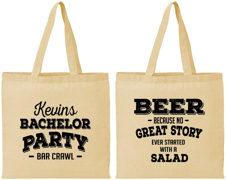 Personalized Bachelor Party Cotton Tote Bags - Great Story | 40057