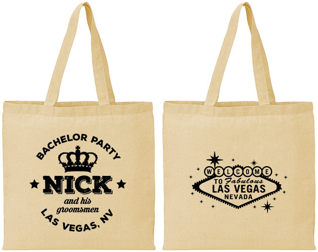 Personalized Bachelor Party Cotton Tote Bags - Last Vegas | 40059