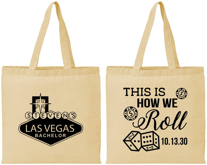 Personalized Bachelor Party Cotton Tote Bags - Last Vegas | 40061