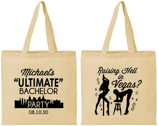 Personalized Bachelor Party Cotton Tote Bags - Last Vegas | 40062