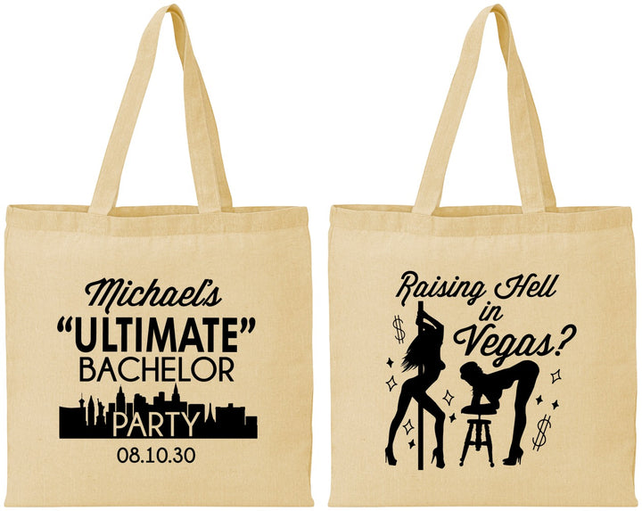 Personalized Bachelor Party Cotton Tote Bags - Last Vegas | 40062
