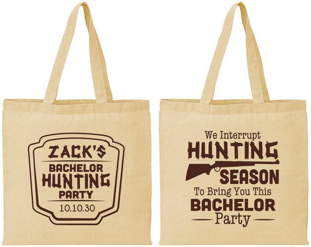 Personalized Bachelor Party Cotton Tote Bags - Hunting Season | 40063