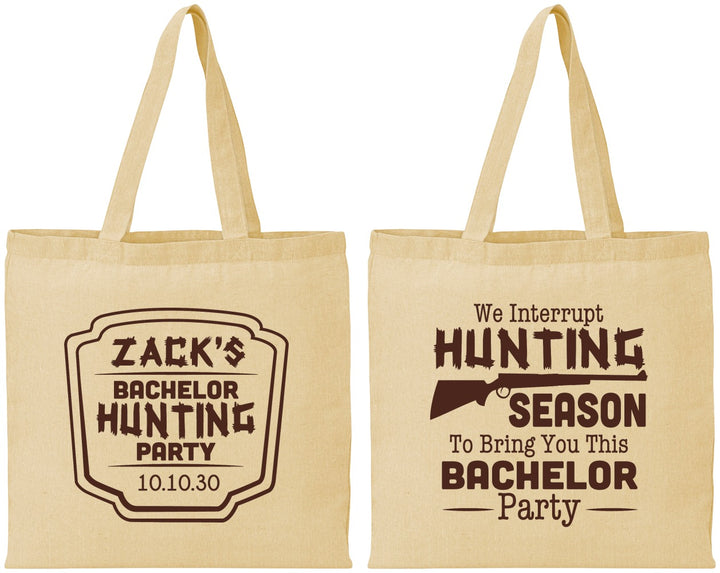 Personalized Bachelor Party Cotton Tote Bags - Hunting Season | 40063