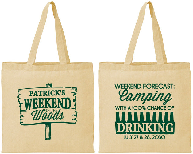 Personalized Bachelor Party Cotton Tote Bags - Camping | 40064