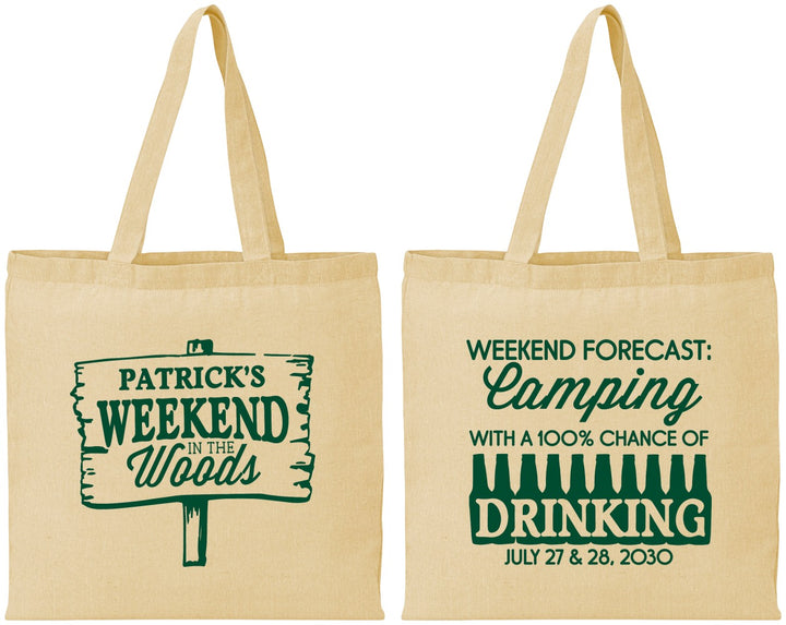 Personalized Bachelor Party Cotton Tote Bags - Camping | 40064