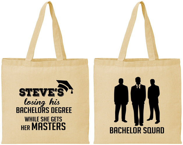 Personalized Bachelor Party Cotton Tote Bags - Squad | 40068