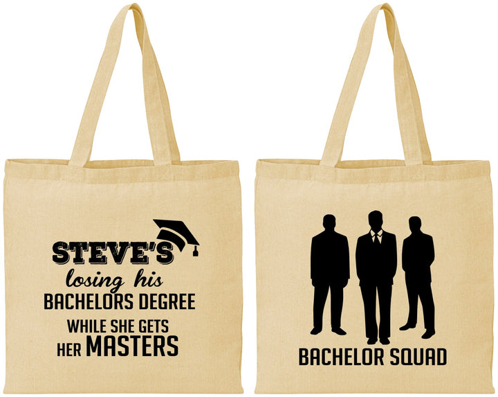 Personalized Bachelor Party Cotton Tote Bags - Squad | 40068