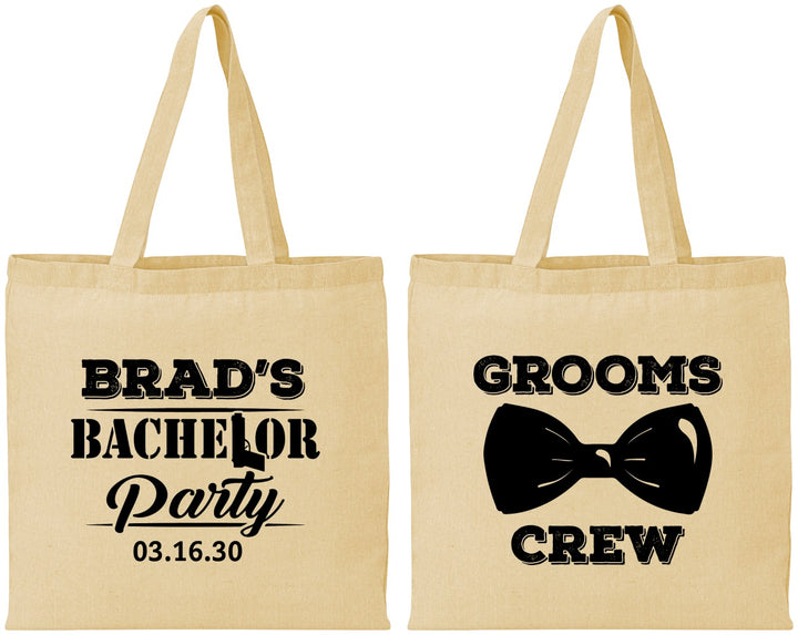 Personalized Bachelor Party Cotton Tote Bags - Grooms Crew | 40070