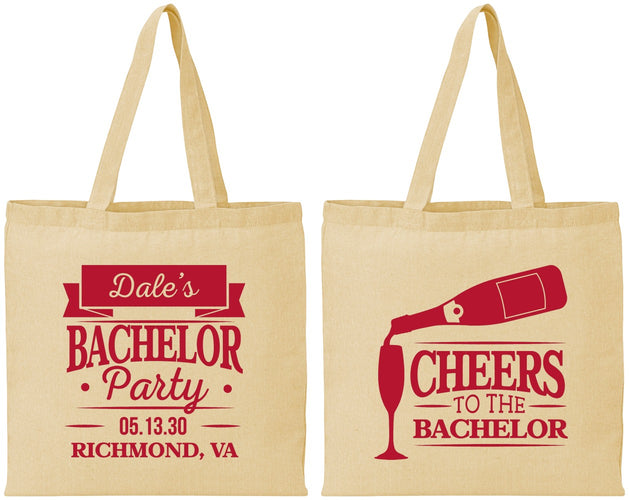 Personalized Bachelor Party Cotton Tote Bags - Cheers | 40072