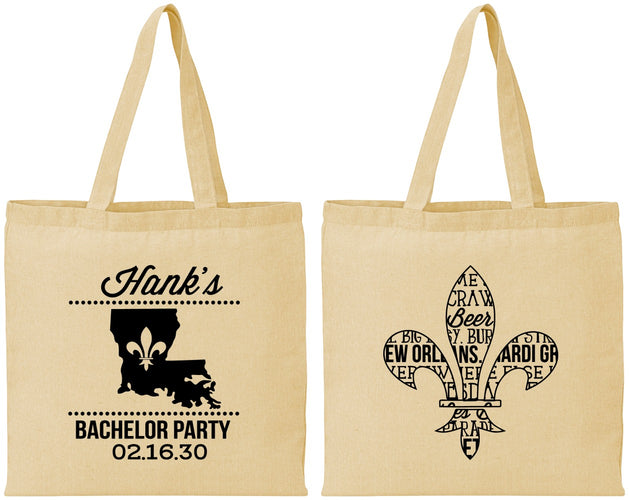 Personalized Bachelor Party Cotton Tote Bags - New Orleans | 40074