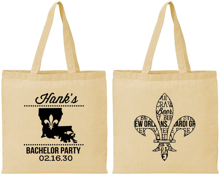 Personalized Bachelor Party Cotton Tote Bags - New Orleans | 40074
