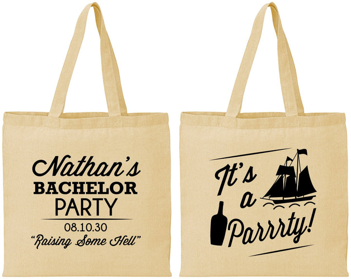 Personalized Bachelor Party Cotton Tote Bags - Boat | 40076