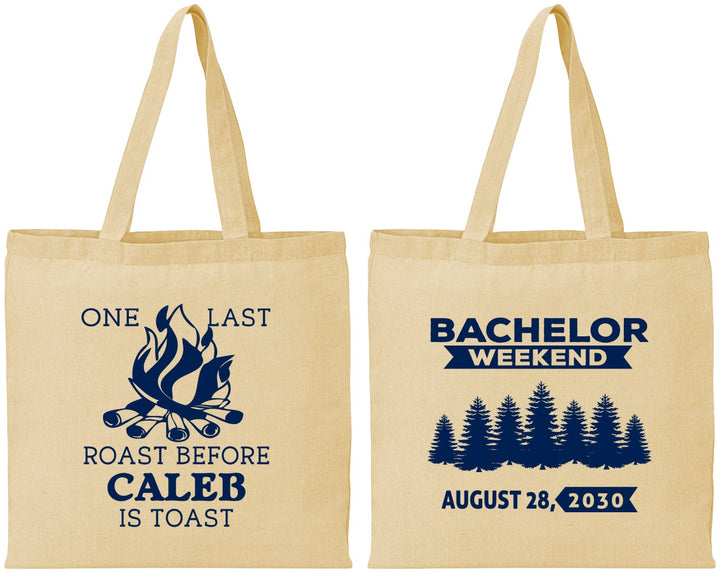 Personalized Bachelor Party Cotton Tote Bags - Camping | 40079