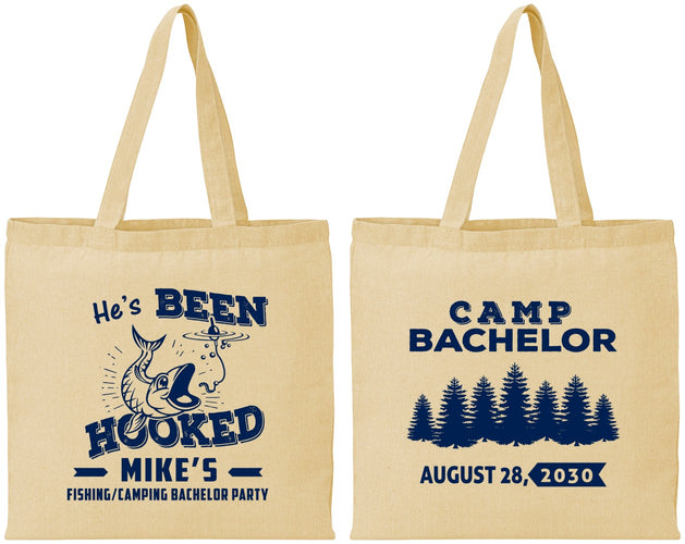 Personalized Bachelor Party Cotton Tote Bags - Fishing | 40080