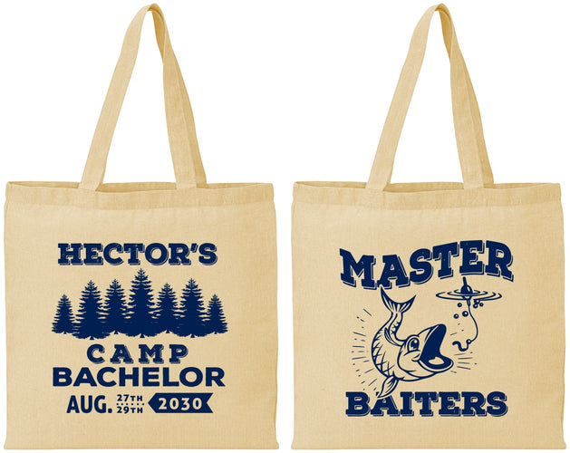 Personalized Bachelor Party Cotton Tote Bags - Fishing | 40081
