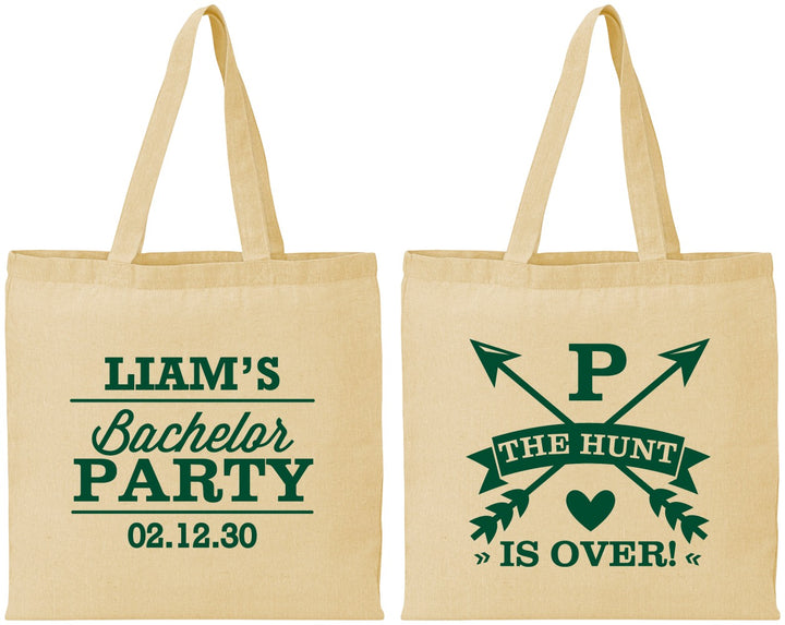 Personalized Bachelor Party Cotton Tote Bags - Hunt Is Over | 40082