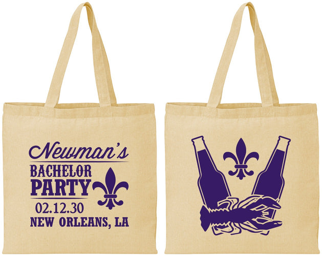 Personalized Bachelor Party Cotton Tote Bags - Mardi Gras | 40085