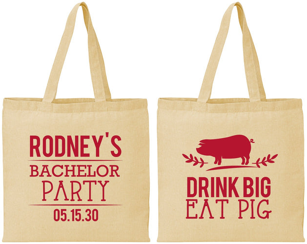 Personalized Bachelor Party Cotton Tote Bags - Bbq | 40088