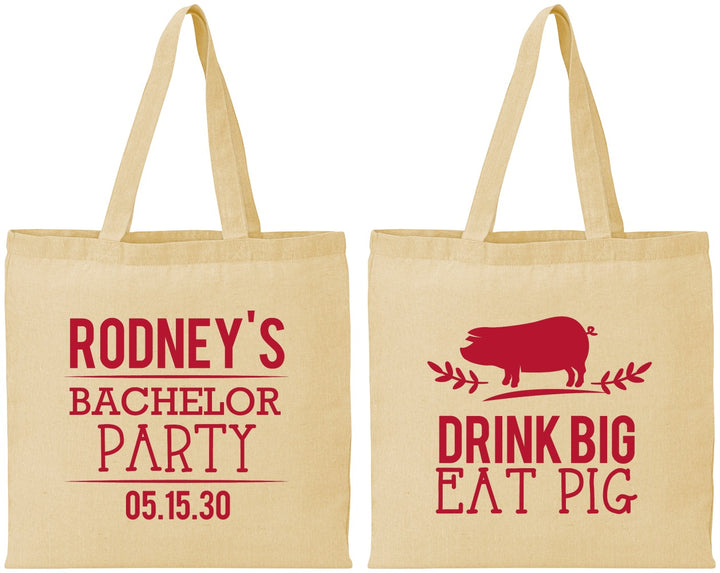 Personalized Bachelor Party Cotton Tote Bags - Bbq | 40088