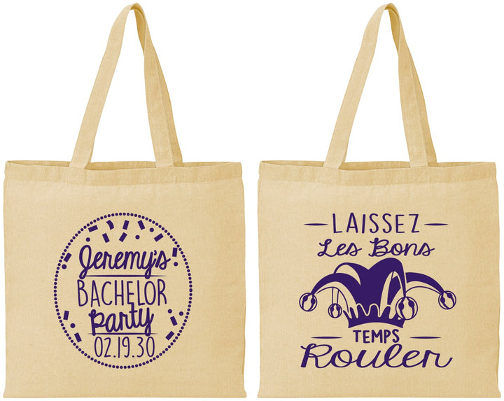 Personalized Bachelor Party Cotton Tote Bags - Mardi Gras | 40090