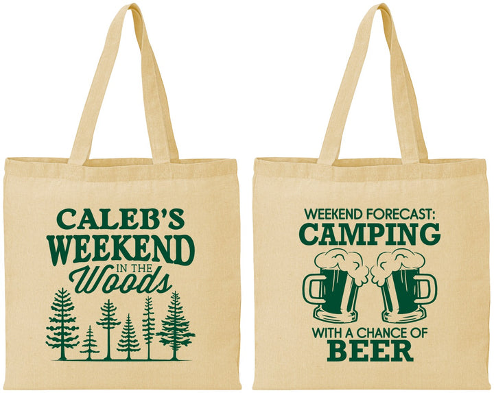 Personalized Bachelor Party Cotton Tote Bags - Camping | 40091