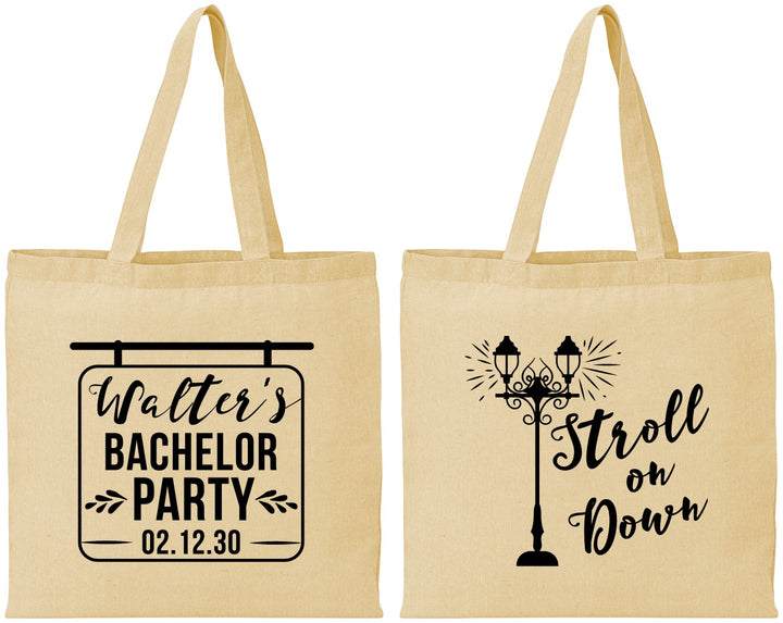 Personalized Bachelor Party Cotton Tote Bags - Mardi Gras | 40092