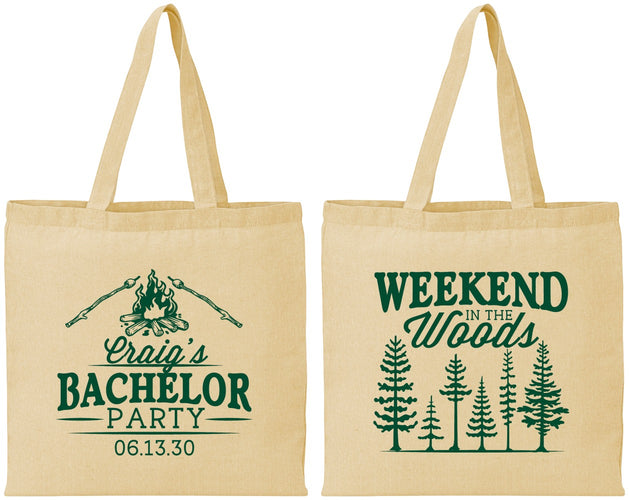 Personalized Bachelor Party Cotton Tote Bags - Camping | 40093