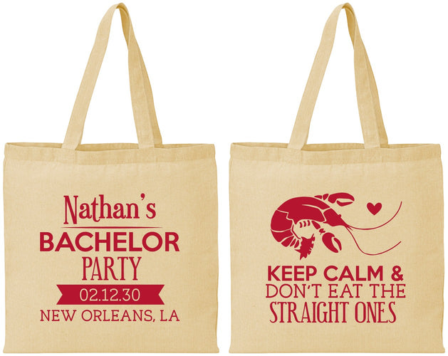 Personalized Bachelor Party Cotton Tote Bags - Crawfish Boil | 40094