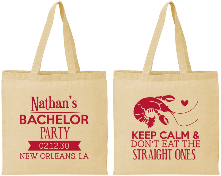 Personalized Bachelor Party Cotton Tote Bags - Crawfish Boil | 40094