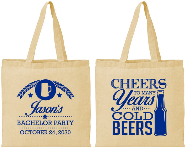 Personalized Bachelor Party Cotton Tote Bags - Cheers | 40097