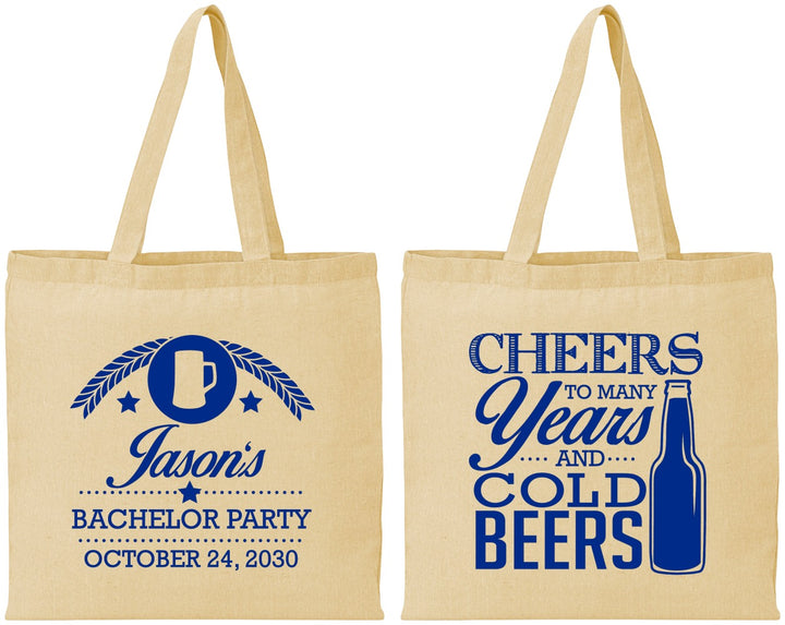 Personalized Bachelor Party Cotton Tote Bags - Cheers | 40097
