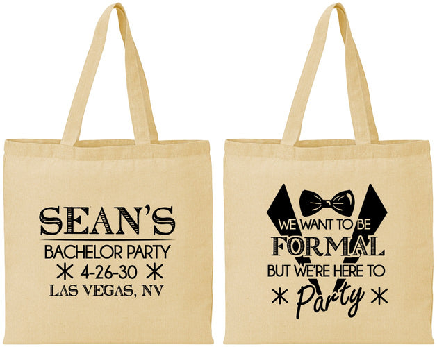 Personalized Bachelor Party Cotton Tote Bags - Forma | 40098