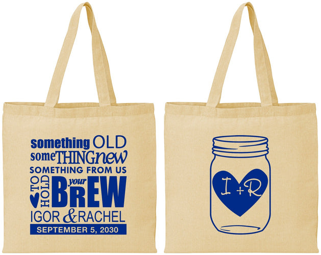 Personalized Wedding Cotton Tote Bags - Something Old Something New | 401