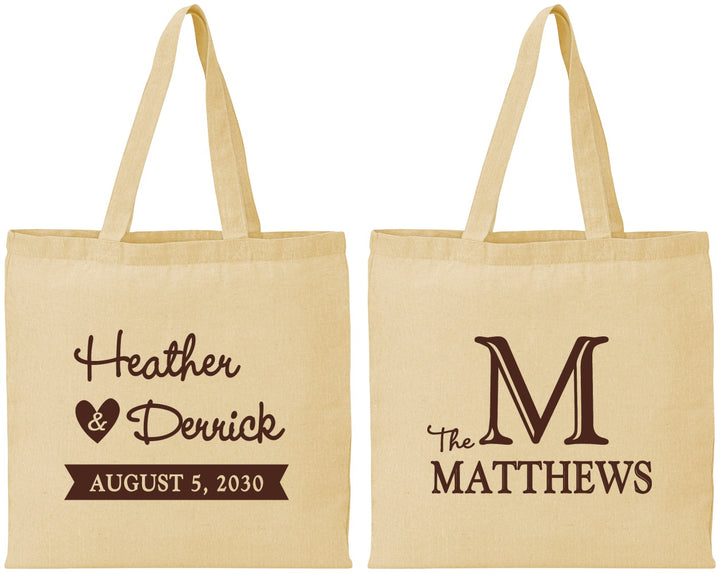 Personalized Wedding Cotton Tote Bags - Monogram | 402