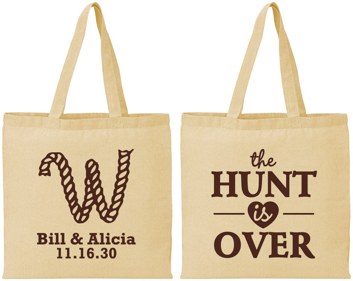 Personalized Wedding Cotton Tote Bags - Monogram Hunt Is Over | 406