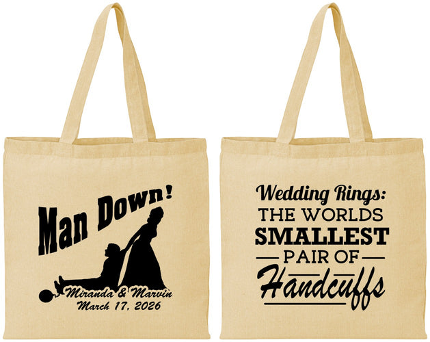 Personalized Wedding Cotton Tote Bags - Man Down | 407