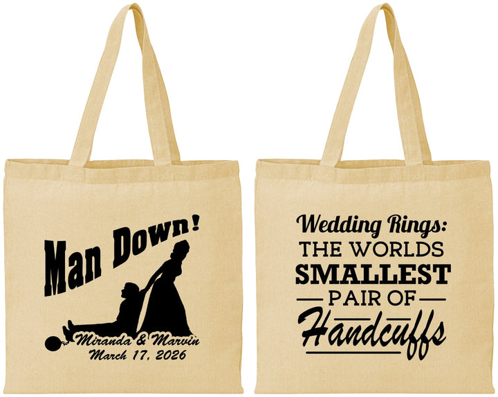 Personalized Wedding Cotton Tote Bags - Man Down | 407