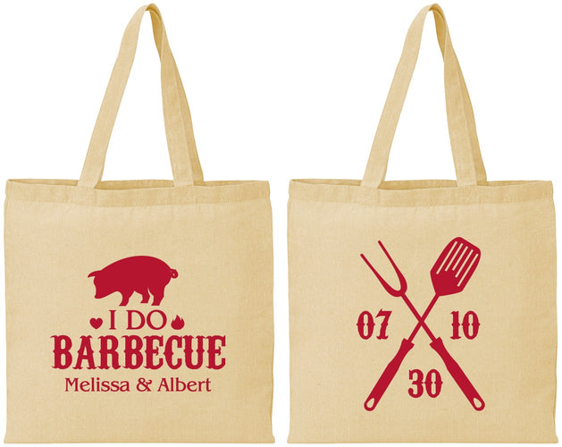 Personalized Wedding Cotton Tote Bags - I Do Barbecue Bbq | 410