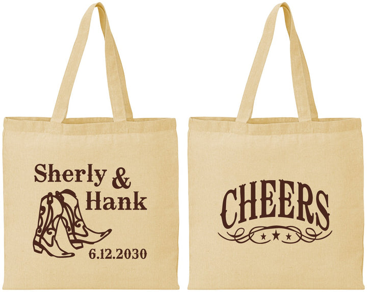Personalized Wedding Cotton Tote Bags - Cheers Cowboy | 411