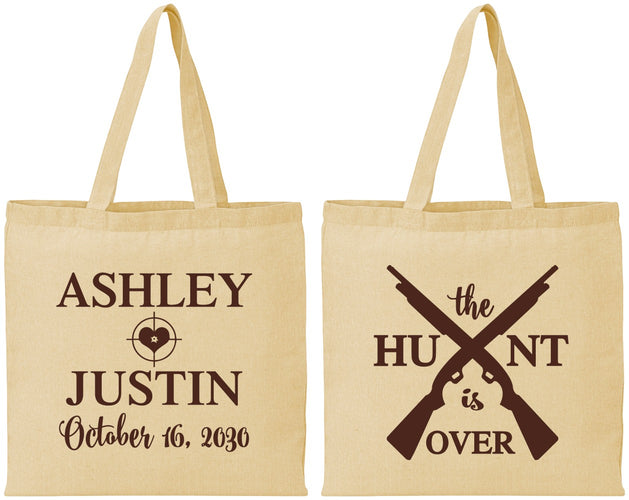 Personalized Wedding Cotton Tote Bags - The Hunt Is Over | 412