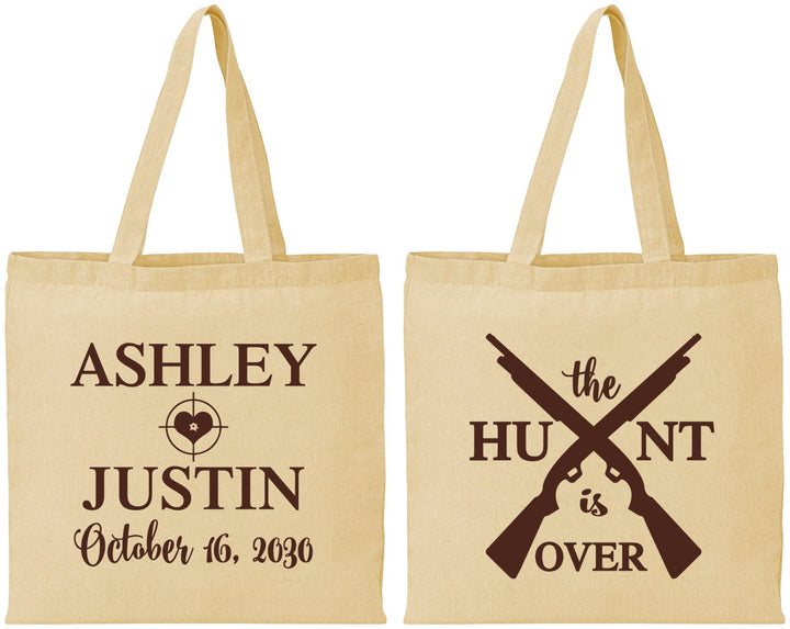 Personalized Wedding Cotton Tote Bags - The Hunt Is Over | 412