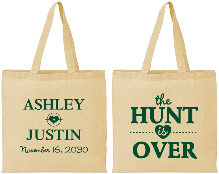 Personalized Wedding Cotton Tote Bags - The Hunt Is Over | 422