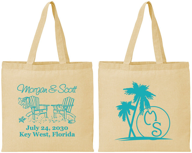 Personalized Wedding Cotton Tote Bags - Beach | 423