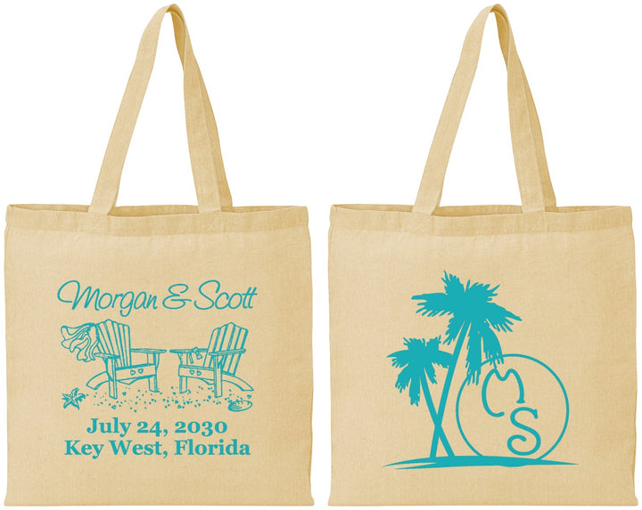 Personalized Wedding Cotton Tote Bags - Beach | 423