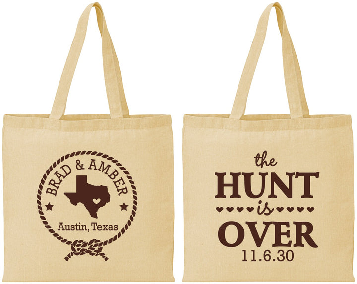 Personalized Wedding Cotton Tote Bags - The Hunt Is Over | 426
