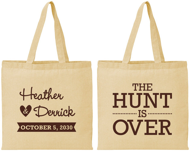 Personalized Wedding Cotton Tote Bags - The Hunt Is Over | 427